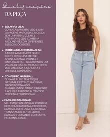 Calça Mom Jeans Feminina Cintura Alta Tecido Reforçado 100% Jeans Algodão Vintage