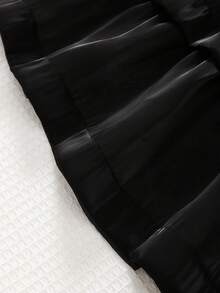 年轻女孩蕾丝领无袖层叠荷叶边下摆连衣裙 - 黑色 - 查看 7