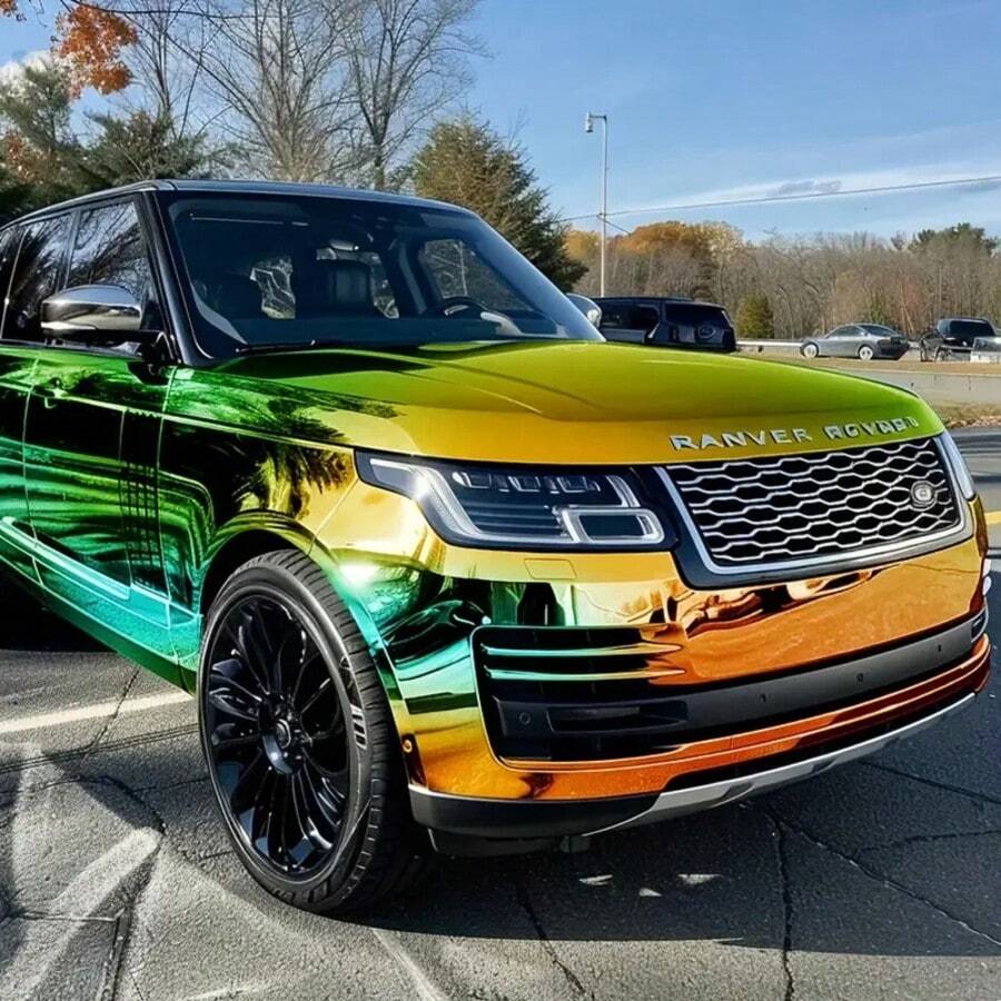 1pc Rainbow Chameleon Car Wrap Film - Copper Electroplated Vinyl Decal, Waterproof, Scratch-Resistant, Durable, Suitable For Car Interior And Exterior Decoration, Exquisite Appearance - one-size - View 1