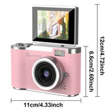 高清数码相机,180°翻盖拍摄数码相机,8倍变焦数码相机,自动对焦4800万像素高清摄像机,防抖,适合初学者和成人,数码高清相机