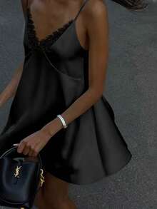 Women 2025 Summer Outfits, Beach Wedding Guest Dress – White Lace & Satin Backless Mini Sundress | Vacation Outfits Woman, Coachella Rave, Ibiza Festival, Graduation Party, Strappy V-Neck Elegance, Bridal Shower, Date Night, Casual Chic With Detachable Poncho