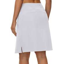 Woman Skorts Skirts With Multi Pockets High Waisted Golf Tennis Skirts Knee Length Long Skort For Women Drawstring Dressy Casual Summer Skirts - 白色 - 查看 3