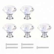 2/5/10pcs Crystal Glass Cabinet Door Knobs, Dresser Furniture Door Handles, Drawer Pulls, 30mm Diamond Shape Drawer Knobs, Suitable For Wardrobe And Cabinet, Cabinet Handles With Screws, Kitchen Drawer Pulls - Multicolor - View 29