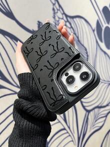 High End Fashion Bowknot Pattern, Handmade Customization, Latest Designer Faux Leather Wallet Case+Shock-Absorbing Frame With Three Card Slots+Cash Slot, Certified Anti Drop Business Simplicity, Fashionable And Practical, Shockproof, Scratch Resistant, Compatible With IPhone 16/16Plus/16Pro/16ProMax/15, 14, 13, 12, 11 Series, Etc. - 黑色 - 查看 4