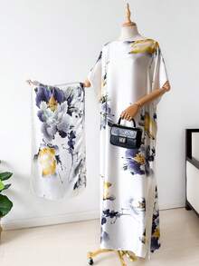 2pcs Faux Silk Peacock Print Shawl Scarf, Various Styles, Women Beach Cover Up, Sun Protection, Satin Scarf, Multifunctional Wear For Dress - Multicolor - View 18