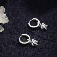 1 对银色或金色复古海龟环状耳环，海洋生物耳环，适合日常佩戴、节日、派对、沙滩耳环（无盒）