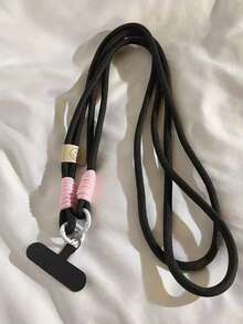 1 件英伦风格撞色编织手机挂绳，短款手持式 INS 手机壳腕带吊饰包包吊坠，男女通用，兼容 、Android 等。送给母亲、家人、朋友、生日、节日的礼物手机吊饰、手机链 - 黑色 - 查看 30