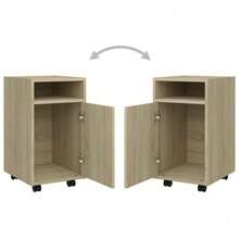 Mobiletto laterale Larryhot con ruote in legno ingegnerizzato Sonoma Oak, bello e pratico, ideale per riporre oggetti e decorare la casa. - Castano - Visualizzare 7