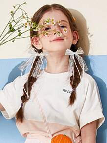 2 Pieces Of Super Fairy Lace Streamer Bow Pearl Hairpin, Korean Princess Head High-End Hairpin, Ballet Style Clip Hair Ornament