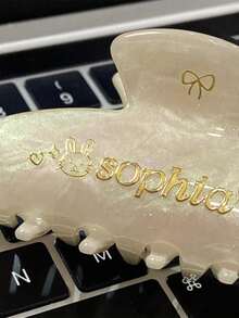 1 件个性化女士夏季海洋元素椭圆发夹，带海星、贝壳、美人鱼装饰，可定制名字扎染夹，适合海滩度假，送给她/妈妈的礼物