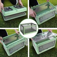 Stackable Storage Bins With Lids,Multi-Opening Storage Box,Stackable Bins With Lids And Wheels For Clothes, Snacks, Toys &Amp; Books, Collapsible Container For Home Office Outdoor Dorm (Green)