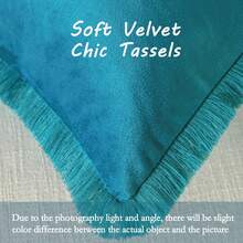 1pc Plain Cushion Cover Without Filler,Velvet Pillowcase For Sofa, Home Decoration - Blue - View 4