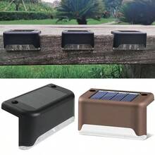 4/8/12 件太阳能楼梯灯，户外楼梯照明，半嵌入式安装，光传感器控制，镍电池，塑料灯罩，太阳能充电，可拆卸灯具，含硬件