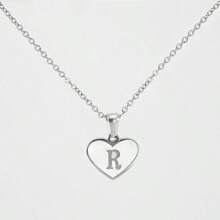 1pc Personalized Heart-Shaped White Shell Initial Necklace Stainless Steel Non Tarnish Women Letter Necklace