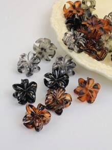 20 件随机颜色迷你光泽哑光豹纹雏菊花发夹，百搭可爱刘海侧夹适合休闲、派对、节日发饰女士爪夹秋季配饰秋冬度假装女士 - 彩色 - 查看 4