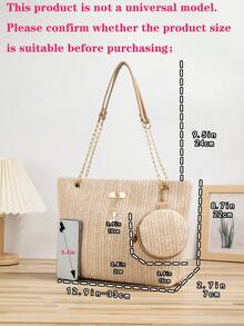 Summer Woven Handbag, Women's Shoulder Bag, Straw Bag, Very Suitable For Women, Girls, Students, Beach Vacations, Festivals, Tourism, Commuting., Perfectly Matching With Vacation Outfits Women, Summer Straw Beach Bag For Women, Hottest Beach Bags For Women, Fashion Summer Vacation Bag, Beach Essentials Women Bags For Vacation & Holiday - Beige - View 3