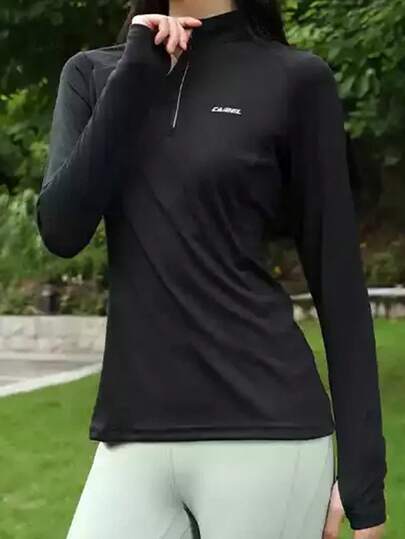 CAMEL CROWN 运动长袖速干T恤女款弹力健身跑步瑜伽运动衫