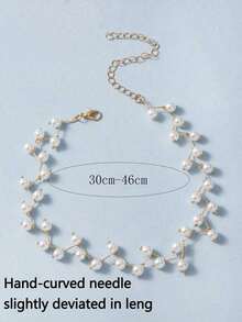 "Imoli Random Faux Pearl Decor Choker Necklace –  And Elegant Design, Perfect For Everyday Wear, Casual Or Special Occasions, Fashionable Jewelry For Women, Unique And Versatile Accessory" - 黃金 - 查看 5