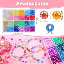 1 Box 6mm(1200pcs) 8mm(480pcs) Transparent AB Acrylic Round Beads, 24 Random Colors Assorted Plastic Bubble Gum Beads With Hole Loose Spacer Beads Bulk For Bracelets Necklace Jewelry Making DIY Crafts - Multicolor - View 5