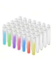 10pcs Halloween Party Transparent Plastic Test Tubes With Caps, Red Liquid Containers, Unbreakable, Suitable For Vampire Party, Science Experiments, Party Decorations, Candy Storage, Role Play