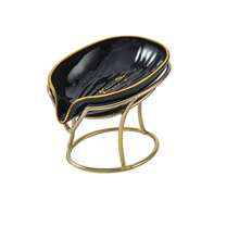 1 件豪华锻铁椭圆形肥皂盒，带金色铁架的装饰性浴室肥皂托盘，创意肥皂盒，时尚浴室和厨房水槽配件，带有瀑布排水孔，可保持肥皂干燥整洁，节省空间的台面整理器和防锈表面，适用于淋浴和台面整理，适用于浴室、厨房水槽 - 彩色 - 查看 15