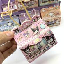 Sanrio 1 Box Of Sanrio Kuromi 5-In-1 Paper Tape, Parcha Dog Big Ear Dog DIY Material Sticker, Meileti Handbag Sticker, Cartoon Handbag Sticker Tape, Small Gift Box, Children's Girl Reward Gift, Paper Handbag Sticker, Drawing Paper Tape, Student Creative DIY Tape