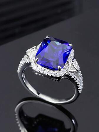 1pc S925 Silver Middle Eastern Style Ring For Men/Women, Inlaid With Lab-Created Gemstones, Luxurious And Elegant, Suitable For Banquet, Party, Graduation Season, Birthday Gift, Father's Day Gift