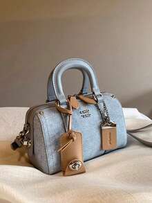 2025新款时尚铂金蓝海洋枕头手提包，女士百搭波士顿托特包，时尚高端单肩斜挎包，适合作为礼物 - 淺藍色 - 查看 4