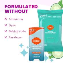Lume Whole Body Deodorant - Smooth Solid Stick &Amp; Flushable Deodorant Wipes - Doctor Developed - Aluminum Free, Baking Soda Free, Skin Loving - 26 Ounce (Soft Powder) 15 Count Wipes (Cool Cucumber) - Dưa chuột không mùi & mát - Xem 3