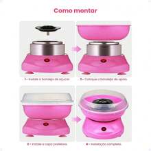 Máquina De Algodão Doce Portátil Elétrica Infantil Festa De Criança Eventos Mini Automática - Rosa Bebê - Visão 6