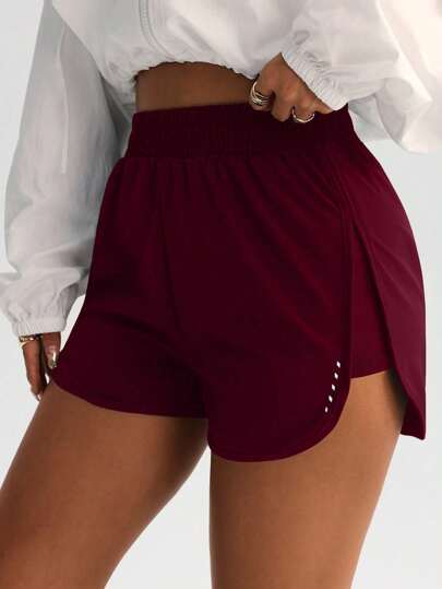 FWH High-Waisted Slimming Workout Shorts With Side Slit, 4-Way Stretch For Flexible Movement, Ideal For Gym And Street Wear