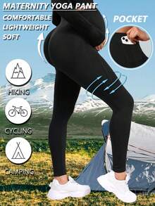 1件孕妇冬季修身时尚纯色瑜伽裤女士运动服秋季修身柔软高弹健身裤度假装