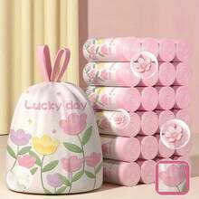 100pcs Lavender Scented Thick Large Drawstring Trash Bags, High Density Polyethylene Material, Tear-Resistant Printed Cleaning Garbage Bags, Multi-Purpose Disposable Storage Bags Suitable For Kitchen, Bathroom, Bedroom, Living Room, Toilet - Multicolor - View 4