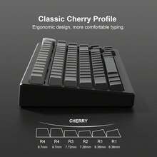 Womier PBT Keycap Sets Black, Gradient Double Shot Keycaps 60 75 Percent, Translucent Keycaps, Side Printed, Cherry Profile For Mechanical Gaming Keyboards (Only Keycaps) - 深灰色 - 查看 11
