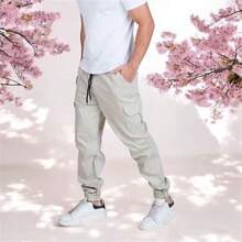 Calça Cargo Jogger Masculina Sarja sarja skate casual - Bege - Visão 2