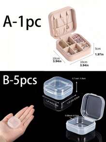 5/1pc Portable Jewelry Box Women Small Jewelry Box Simple Home Jewelry Storage Box Travel Storage Box Exquisite Mini Travel Jewelry Storage Box Zipper Box Earrings Rings Necklace Bracelet Portable Makeup Bag, Cute Makeup Bag Back To School Essentials Unforgettable Holiday Gifts Easter Gifts