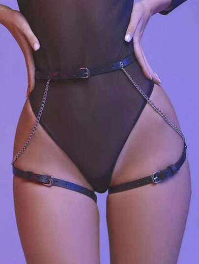 Leather Leg Harness And Butt Harness Gothic Leg Harness Leather Festival Club Wear Leg Harness Leather