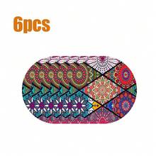 8pcs/6pcs/4pcs/1pc Bohemian Style Round Placemats - With Intricate Floral And Geometric Patterns - 15 Inch, Polyester Linen Printed Placemats, Machine Washable And Hand Washable, Ideal For Restaurant Decor, Party Table Setting, Tabletop Decoration, Vibrant Placemats, Durable Tableware