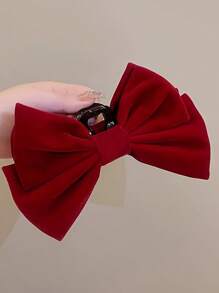 1 件女士双层植绒蝴蝶结发夹，优雅简约的发型设计，适合日常聚会发饰蝴蝶结发夹时尚发夹秋季配饰秋冬度假装女士 - 彩色 - 查看 13