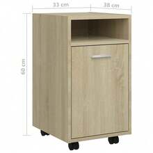Mobiletto laterale Larryhot con ruote in legno ingegnerizzato Sonoma Oak, bello e pratico, ideale per riporre oggetti e decorare la casa. - Castano - Visualizzare 8