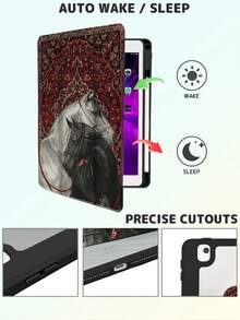 1 Piece Double-Sided High-Definition Printed Horse Pattern Tablet Case, Suitable For IPad 10/9/11 2025, Transparent Acrylic Back Cover, Wear-Resistant And Drop-Proof, Automatic Wake/Sleep, Multi-Angle Support With Pen Slot, An Essential Protective Case For Office And Study, Non-Magnetic. - Multicolor - View 10