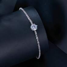 1 件优雅女士 S925 纯银手链，闪亮星光珠宝腕饰，派对/生日礼物 - 銀色 - 查看 7