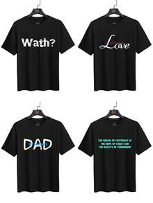 Áo phông Unisex có thể tùy chỉnh: Chọn văn bản bạn cần, Cổ tròn tay ngắn màu đen cổ điển (Cỡ S - XL), Phù hợp cho đội, nhóm và cặp đôi, Dành cho nam và nữ, Món quà tuyệt vời cho gia đình và bạn bè - màu đen - Xem 3