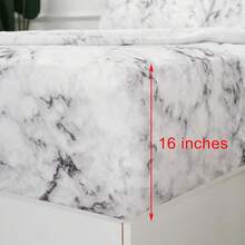 Best Season 4 Piece Bed Sheet Set - Full Size - Soft Microfiber Bedding Sheet Set, Deep Pocket, Stain, Fade & Wrinkle Resistant (Plaid Black & White), Luxury Comfortable - White Marble - 查看 3