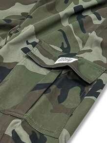 男士迷彩工装短裤一件装 - 夏季宽松速干短裤，适合休闲、海滩和户外活动，情人节礼物 - 軍綠色 - 查看 5