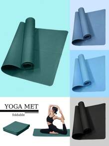 A Foldable Yoga Mat, Lightweight, Non Slip, Moisture Wicking, Solid Color, Easy To Store, Suitable For Yoga, Pilates, Home Exercises, Fitness Equipment