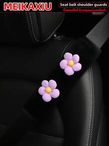 MEIKAXIU 1pc/2pcs New Floral Plush Comfortable Car Seat Belt Shoulder Cover, Safety Belt Decoration, Car Decor, Fashion Business Pink For Women - Small Flower Plush Shoulder Pad - View 19