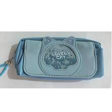 1pc流沙猫铅笔盒文具袋韩版帆布文具创意三层猫文具盒女学生用品铅笔袋书包学习用品返校 - 彩色 - 查看 8