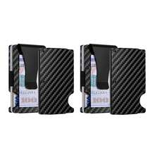 1 Or 2-Pack: RFID Blocking Slim Credit Card Holder Wallet For Men – Minimalist, Scratch-Resistant, With Removable Money Clip | Modern, Durable, Everyday Carry - 碳纖維/2 件裝 - 查看 1