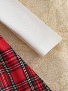 Robe à manches longues pour bébé fille avec volants, patchwork à carreaux rouges de la Saint-Valentin, nœud + Chouchou à nœud